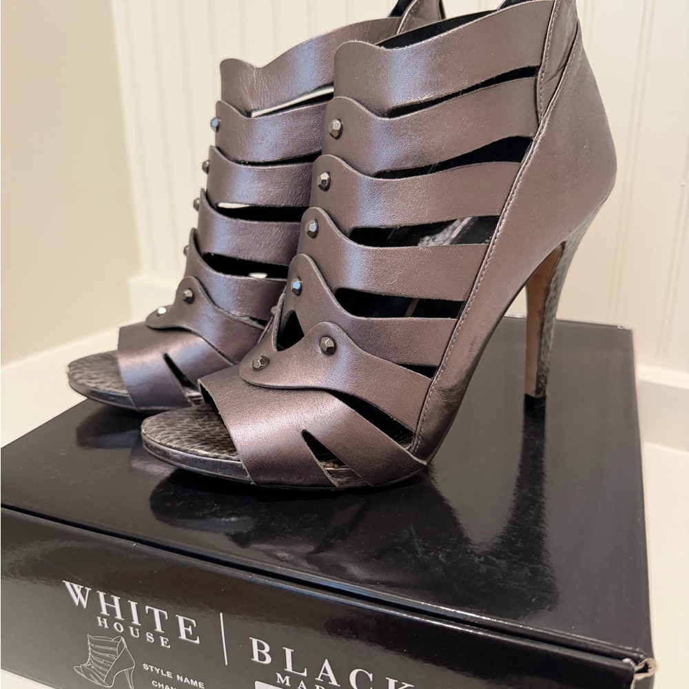 White House Black Market Bronze Strappy High Heel Sandals